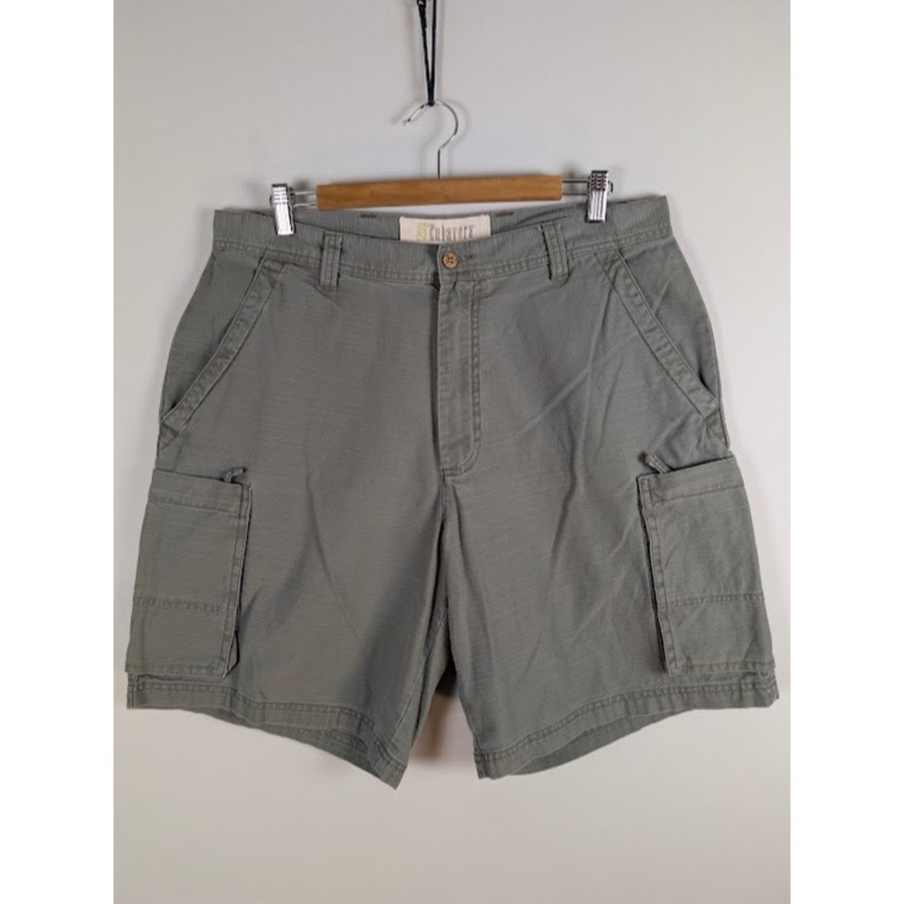 Cubavera Cargo Shorts Mens 36 Army Green Wide Leg High Rise Cotton Slub Safari
